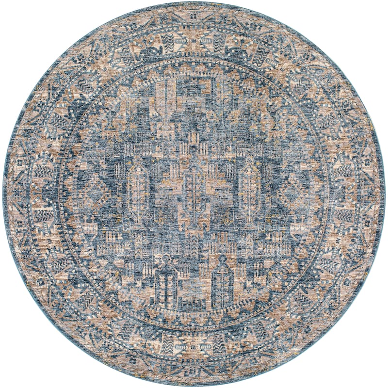 Livabliss Mirai Traditional Area Rug - Navy - 7'10" Round