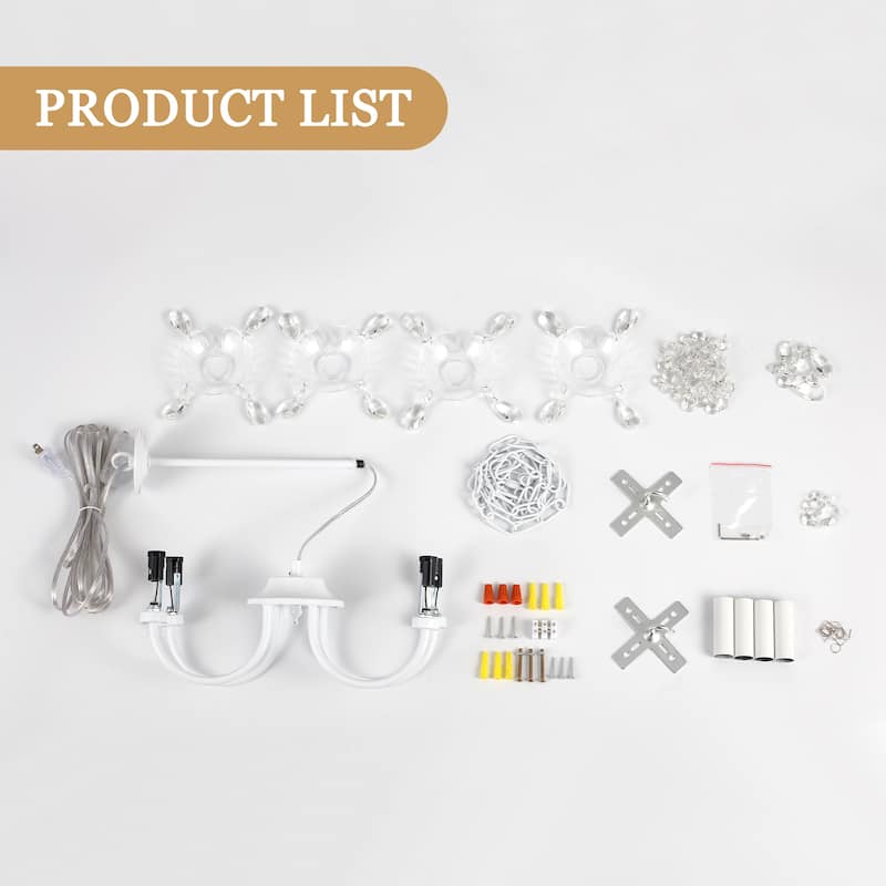 15.74-inch elegant 4-light crystal chandelier with metal frame plug-in