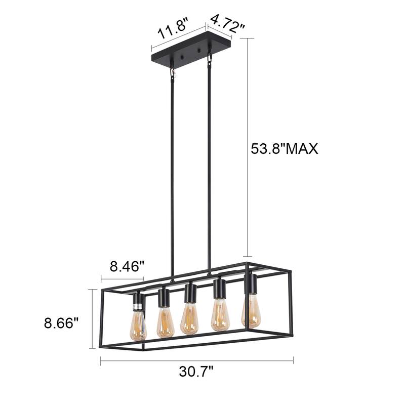 5-light Linear Chandelier/ Island Fixture