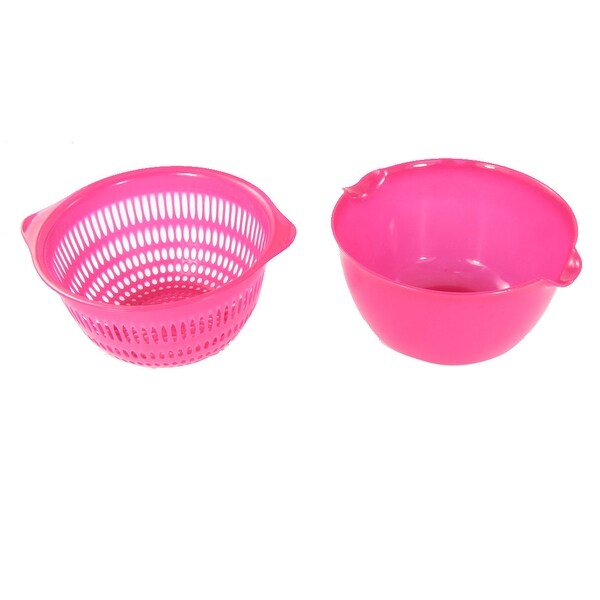 2 Pcs Shaped Fuchsia Plastic Seafood Vegetable Drain Basket Holder