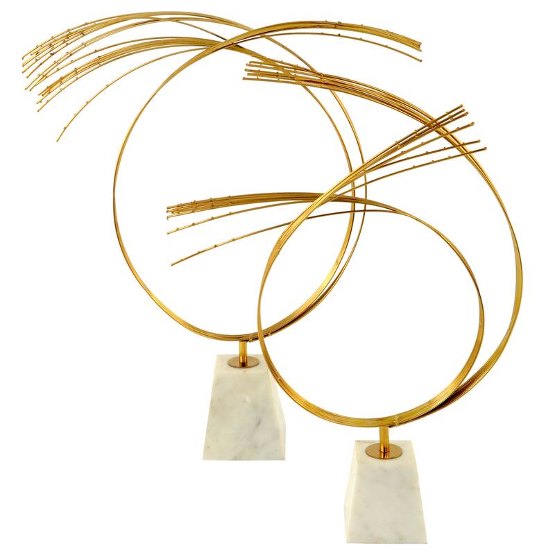 Harp & Finial Agra Gold with White Marble Base Statue