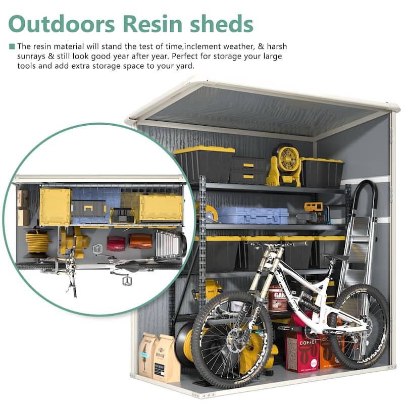 5.0'x3.1'Resin Outdoor Storage Shed with Lockable Door