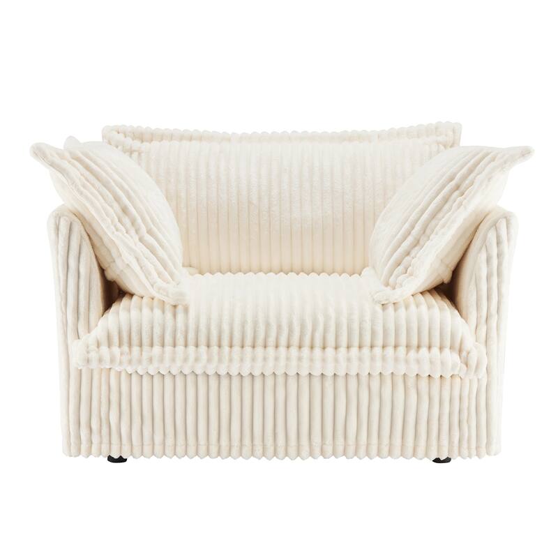 Corduroy Slipcovered Armchair with 3 Pillows & 300lb Capacity
