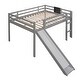 preview thumbnail 7 of 12, Modern and Playful Design Wood Loft Bed with Slide, Ladder and Chalkboard, Full size, Grey