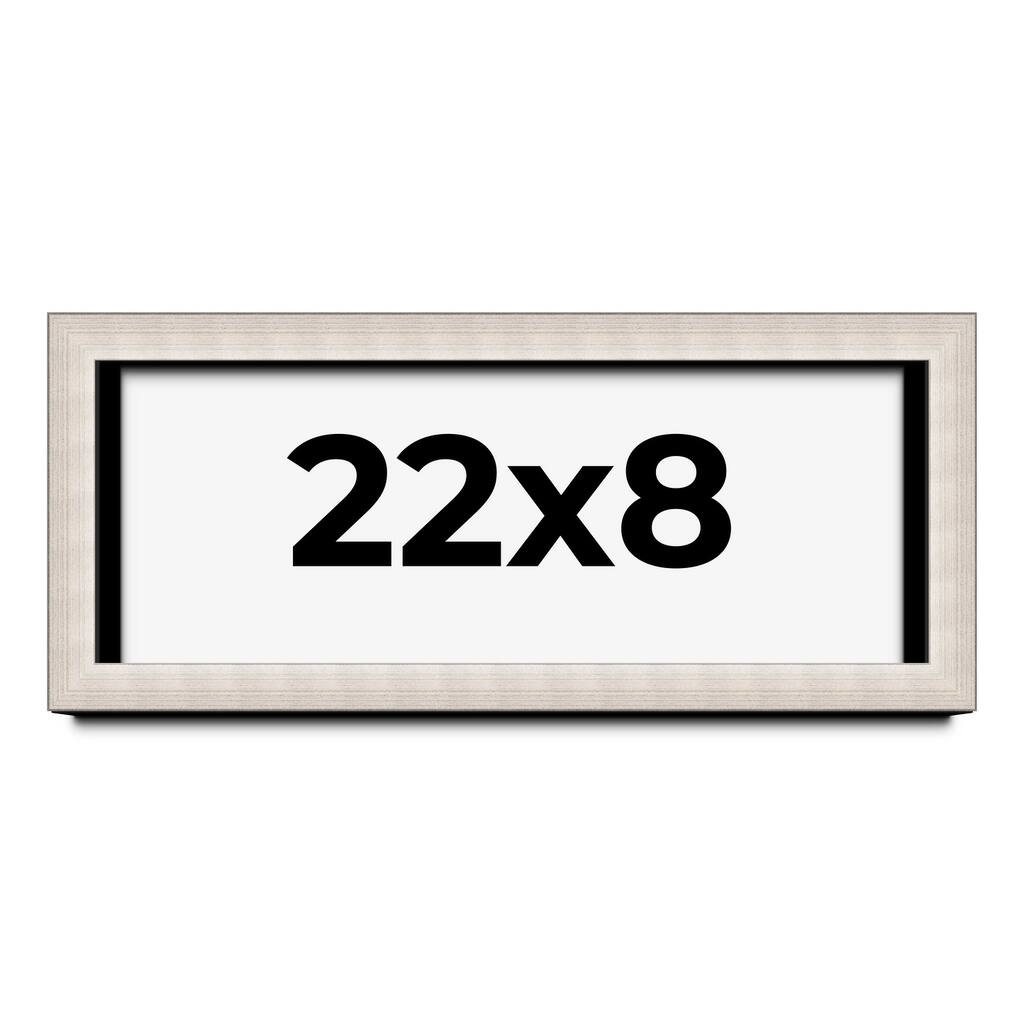 22x8 Shadow Box Frame Silver Real Wood Contemporary Shadowbox Display Frame UV Acrylic Front Acid Free Backing and Hardware