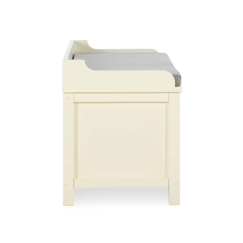 Lakeville White Metal/Wood Cushioned Storage Bench