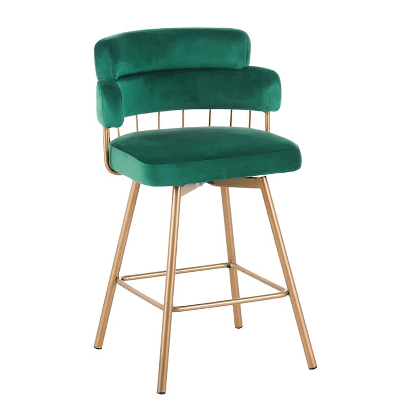 Upholstered Swivel Counter Height Bar Stools Dining Chairs Set of 2