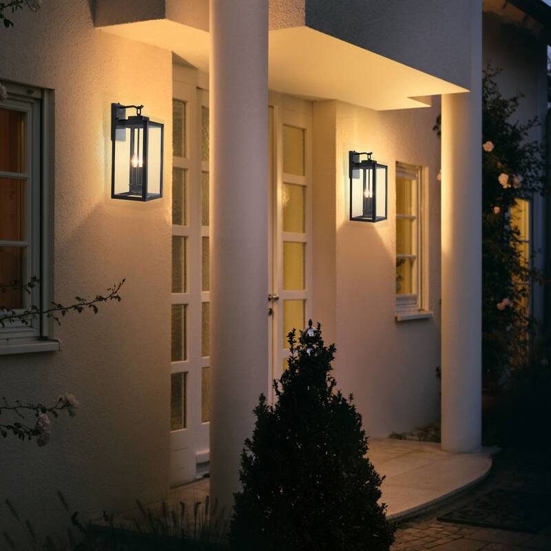 C Cattleya 1-Light Matte Black Dusk to Dawn Outdoor Wall Lantern Sconce