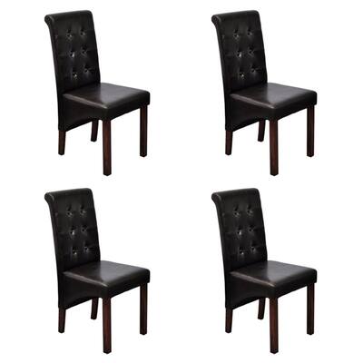 Dining Chairs 4 pcs Dark Brown Faux Leather