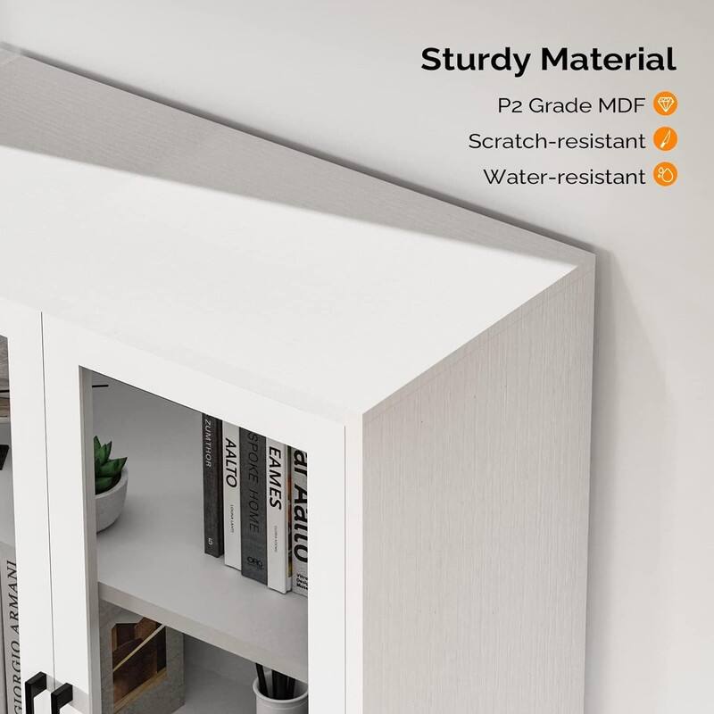 Large Combo Storage Cabinet Display Bookcase Glass Doors Pantry