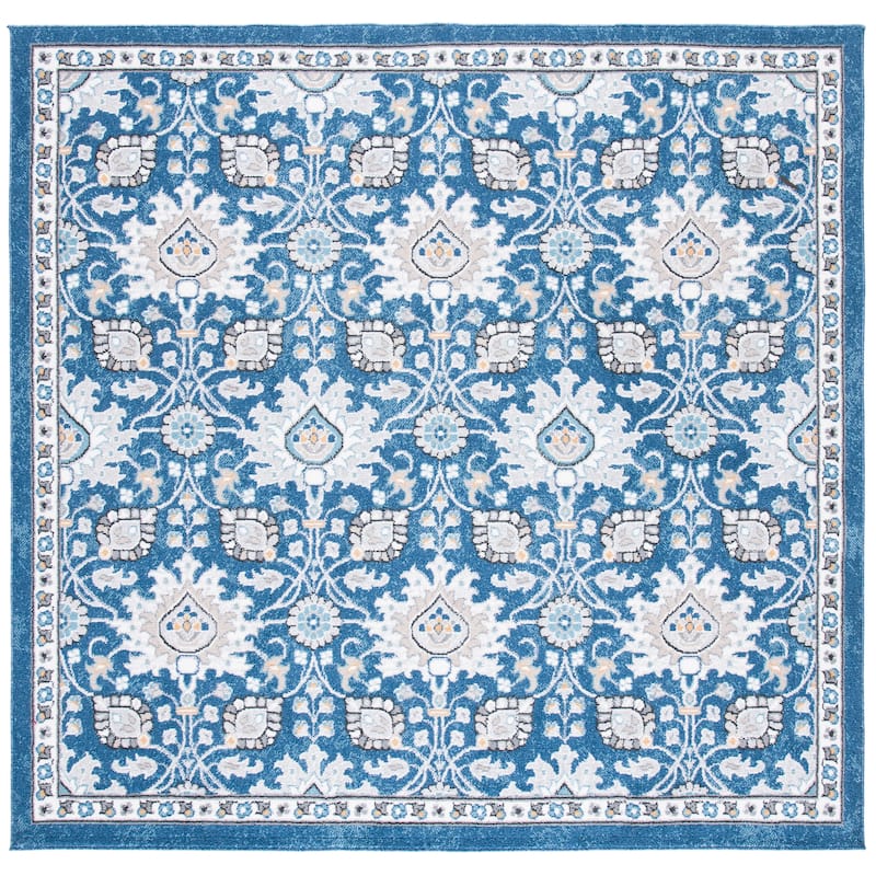 SAFAVIEH Liberty Jonell Cottage Floral Rug - 6'7" Square - Dark Blue/Ivory