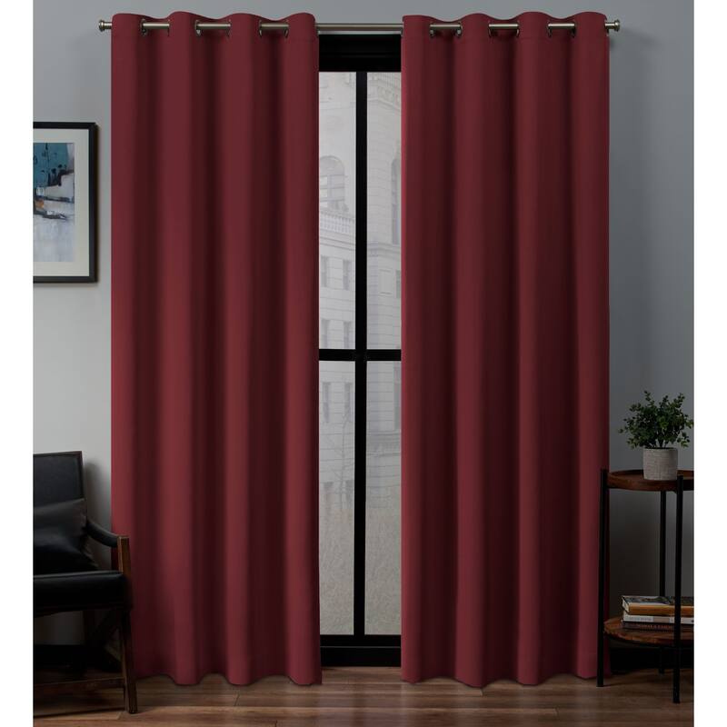 ATI Home Sateen Twill Woven Blackout Grommet Top Curtain Panel Pair - 52x84 - Burgundy