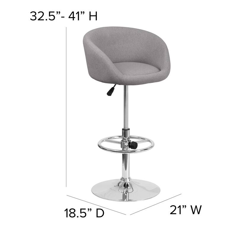 Contemporary Adjustable Height Barstool - 21"W x 18.5"D x 32.5" - 41"H