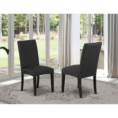 Parsons Chairs Set of 2, Black Linen Fabric Upholstery, Stylish Dining Room Seating - 19.2