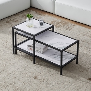 Modern Nesting Coffee Table Square Rectangle with Metal Frame and Marble Table Top Modern Living Room Center Table Bed Bath Beyond 37933879