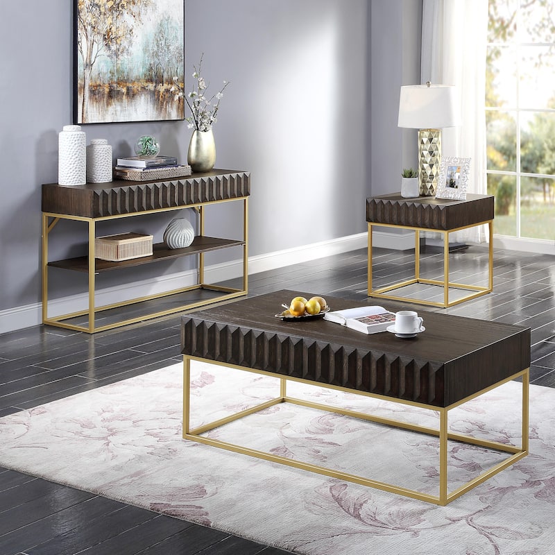 Furniture of America Bird 3-Piece 47-inch Living Room Table Set - Walnut