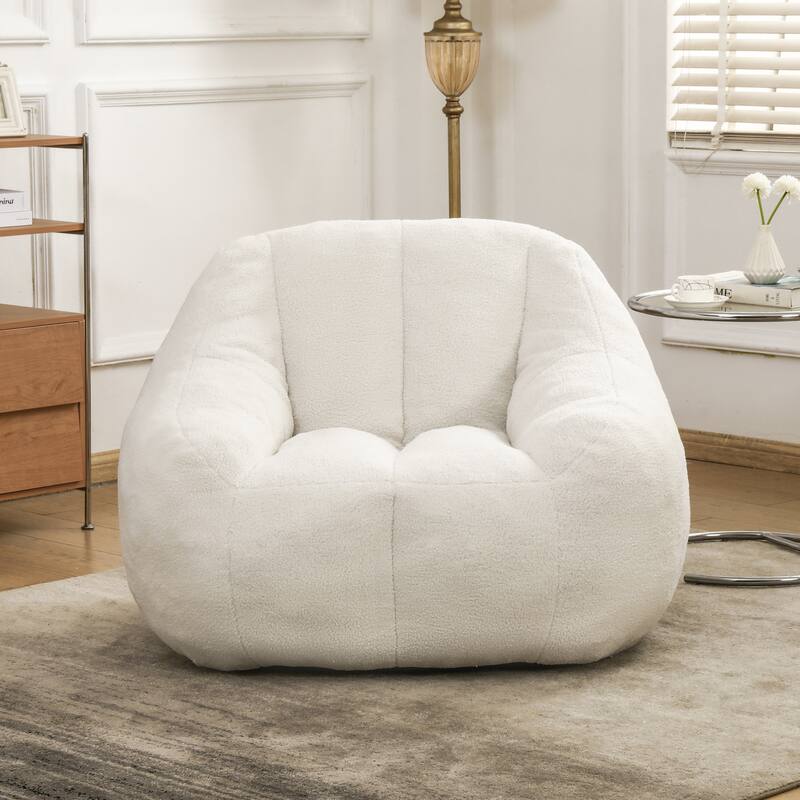 Fluffy Bean Bag Lazy Sofa Chair with Tufted Soft Stuffed Filling & Memory Foam