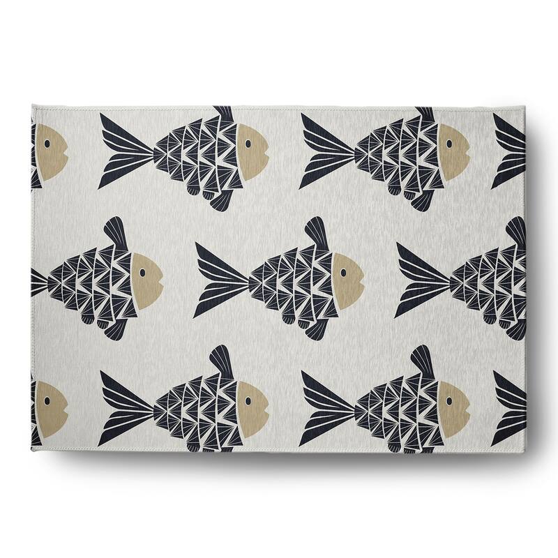 Fish Tales Nautical Indoor/Outdoor Rug - Taupe - 5' x 7'