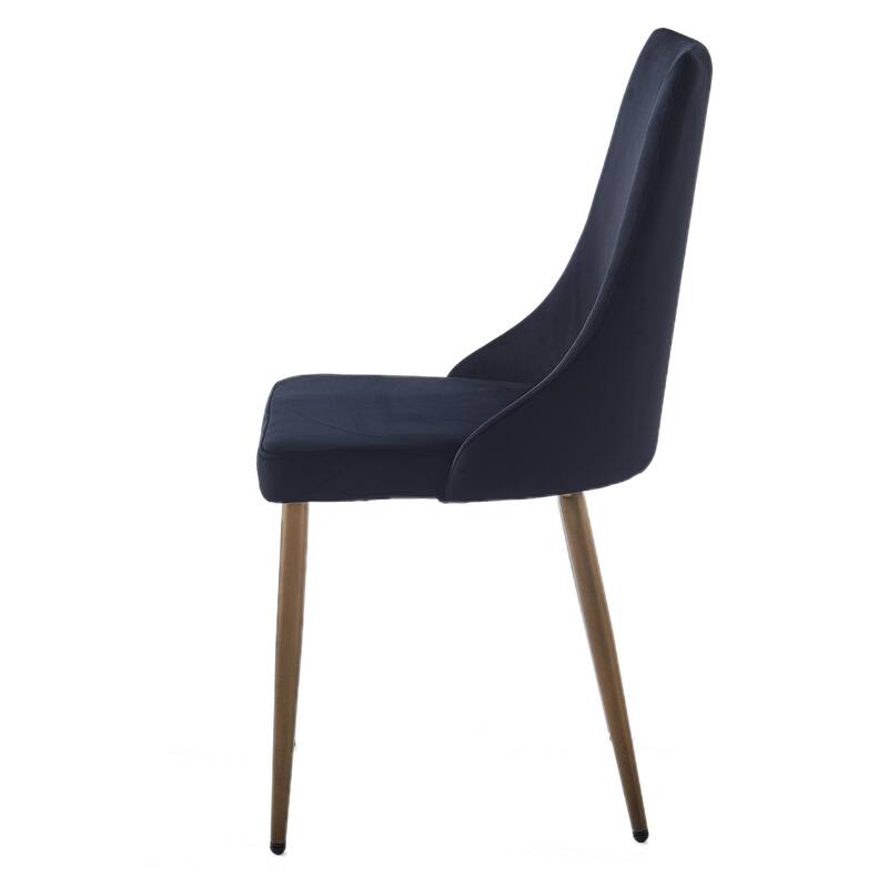 Mid-Century Velvet and Metal Dining Chair, Set of 4 - Black and Aged Gold