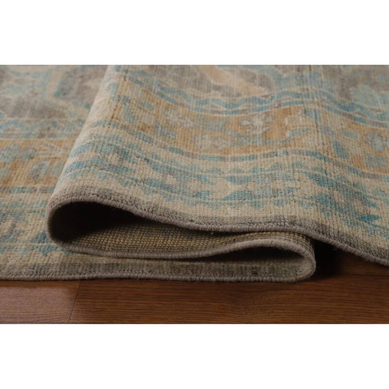 Hand Knotted Oriental 100% Wool Carpet Transitional Floral Greys & Charcoal Oushak Area Rug - 10' 0'' X 8' 0''