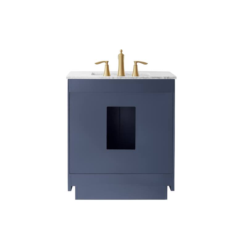 Altair Ivy Single Bathroom Vanity Set and Carrara White Countertop with Mirror