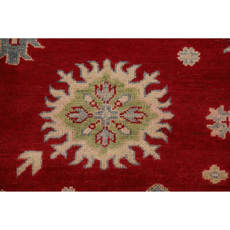 Hand Knotted Oriental 100% Wool Carpet Traditional Geometric Red Kazak Area Rug - 9' 3'' X 8' 5''