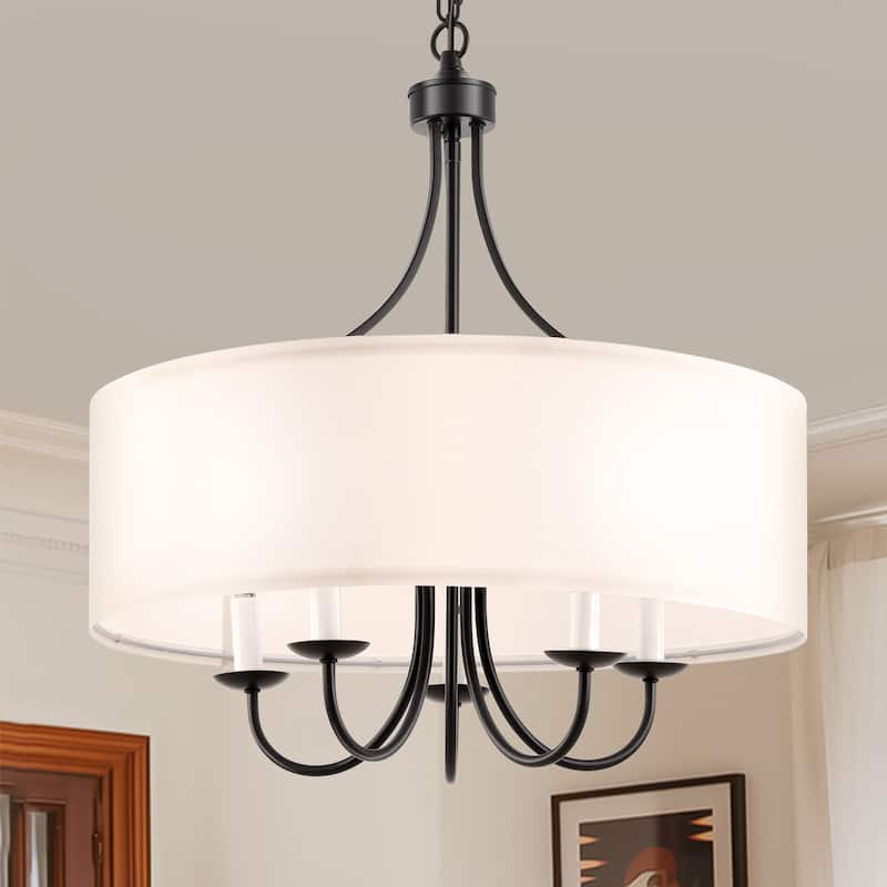Modern Drum Light Chandelier Industrial Dining Room Light Fixtures - 5light