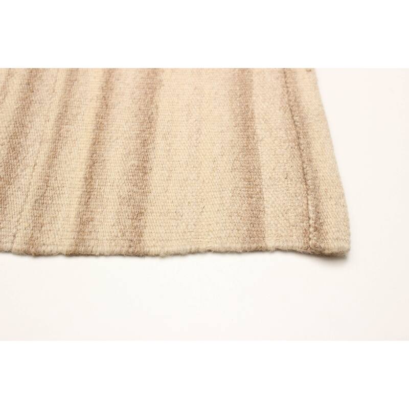 ECARPETGALLERY Flat-Weave Ankara FW Beige Wool Kilim - 5'1 x 8'1