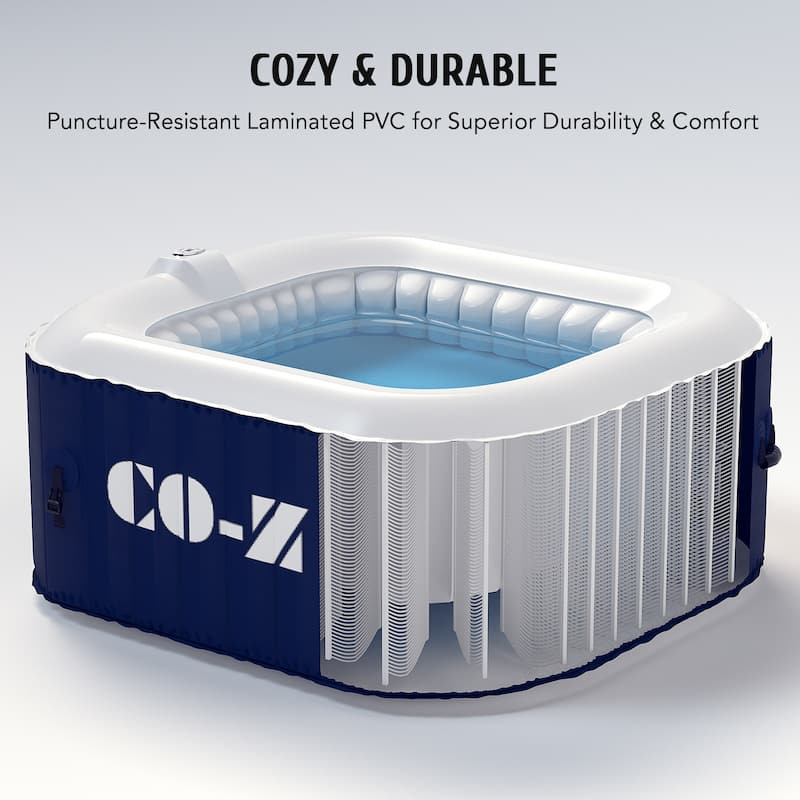 CO-Z Square Inflatable Hot Tub, 4 Person Blow Up Portable Hot Tub