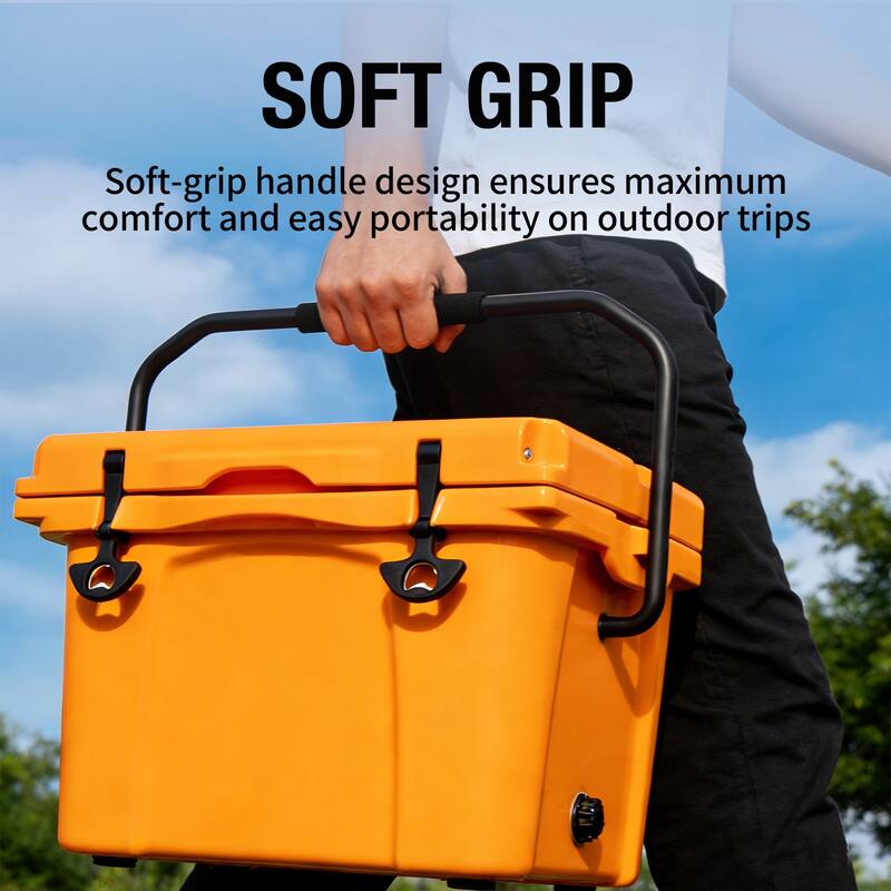 25QT Portable Cooler, Insulated Hard Cooler with Bottle Opener, Cup Holder, Forming Ruler, Travel, Beach, Camping, Fishing
