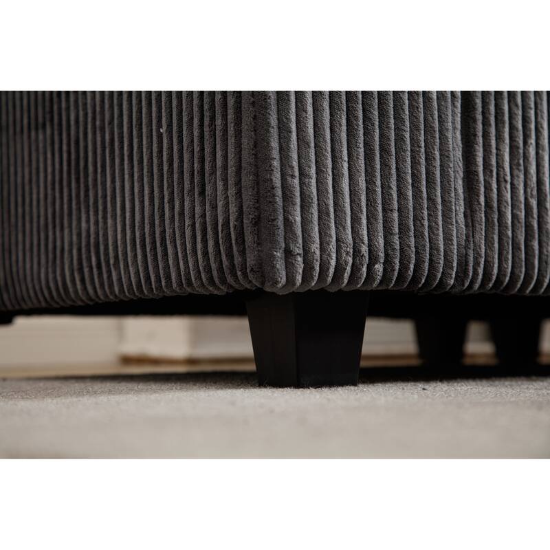 Grey 146'' Convertible 5-Seater Modular Sofa with Plush Cushions