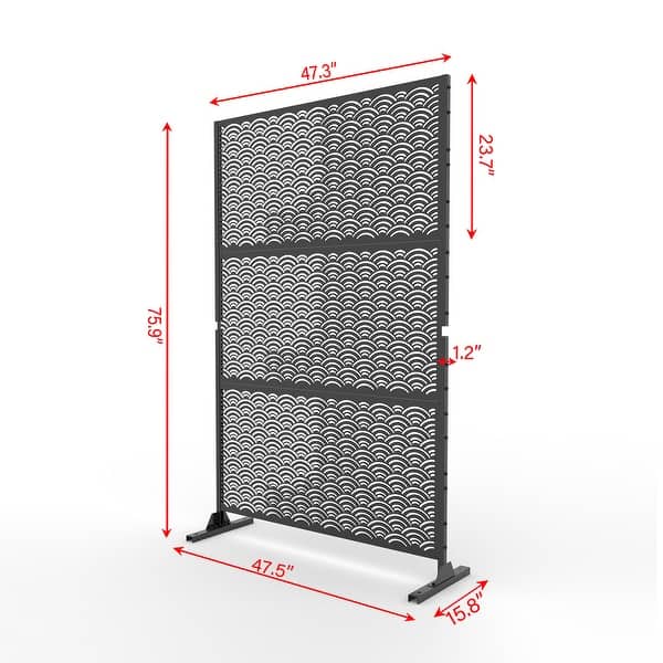 dimension image slide 2 of 14, Outdoor Privacy Screen with Stand for Patio Garden Metal Fence