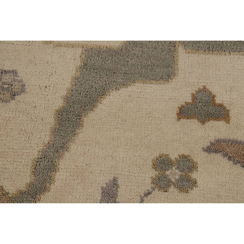 Earth Tone Oushak Indian Large Rug Hand-Knotted Wool Carpet - 12'2" x 14'10"