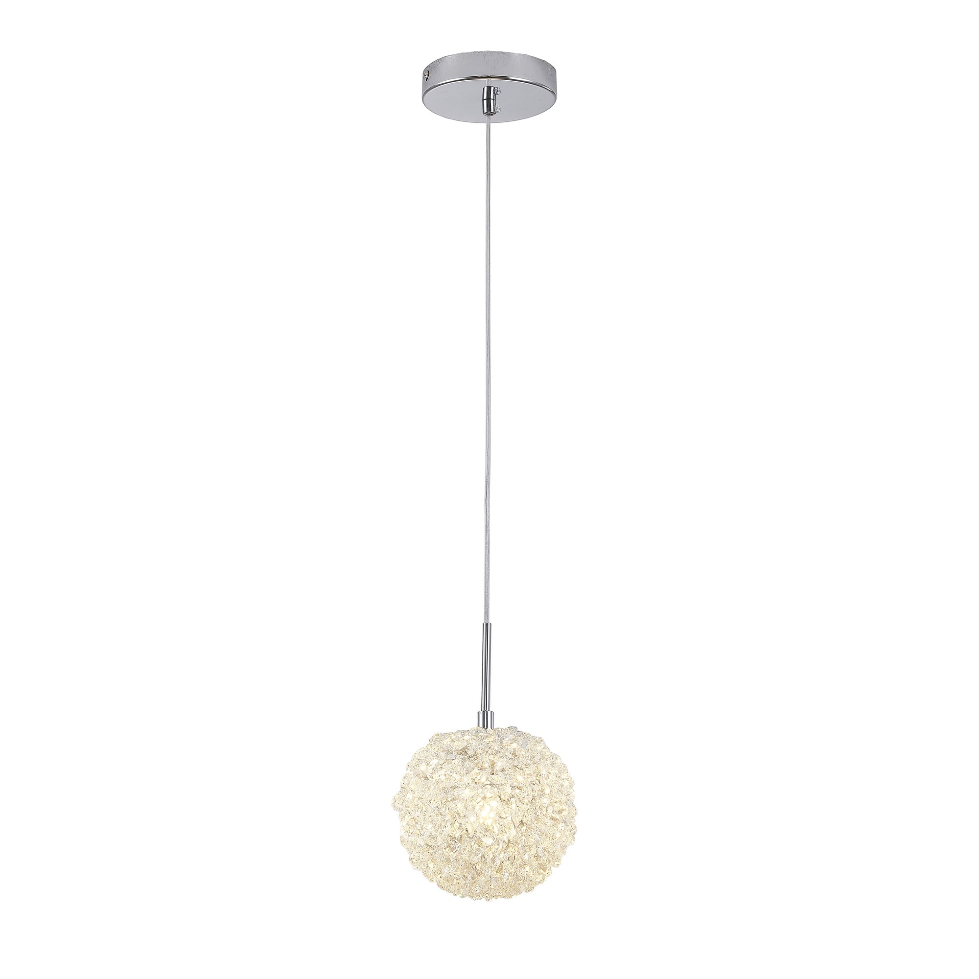 Transitional 1-Light Clear Crystal Beaded Ball Pendant
