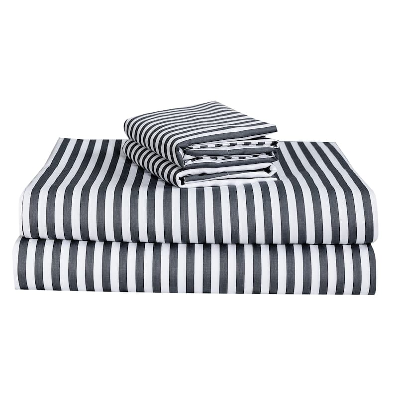 Bergen Blue Striped 100 Cotton Sheet Set Bed Bath & Beyond 40110946