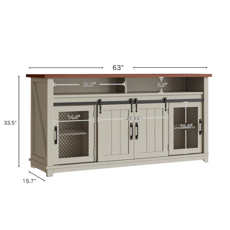 Moasis Farmhouse TV Stand for 73 Inch TV Media Console Entertainment Center Sliding Barn Door
