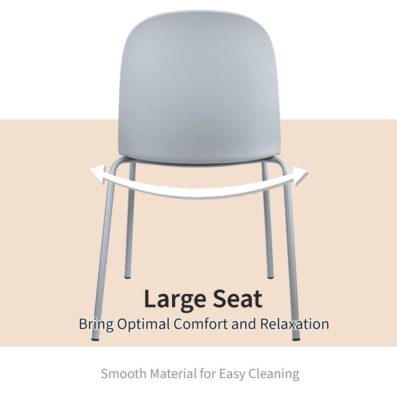 Set of 2 Plastic Eiffel Molded Shell Retro Dining Chairs Accent For Living Room Kitchen Chrome Desk Designer Office