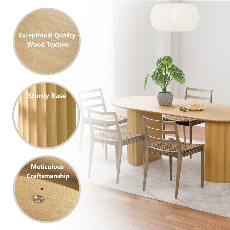 79" Oval Solid Wood Dining Table Duble Pedestal Seats 6