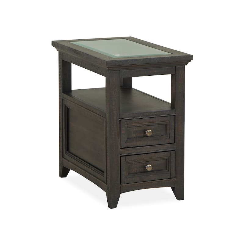 Magnussen Home Westley Falls Graphite Chairside End Table - 15''W x 24''D x 24''H - 15''W x 24''D x 24''H - Graphite - Wood