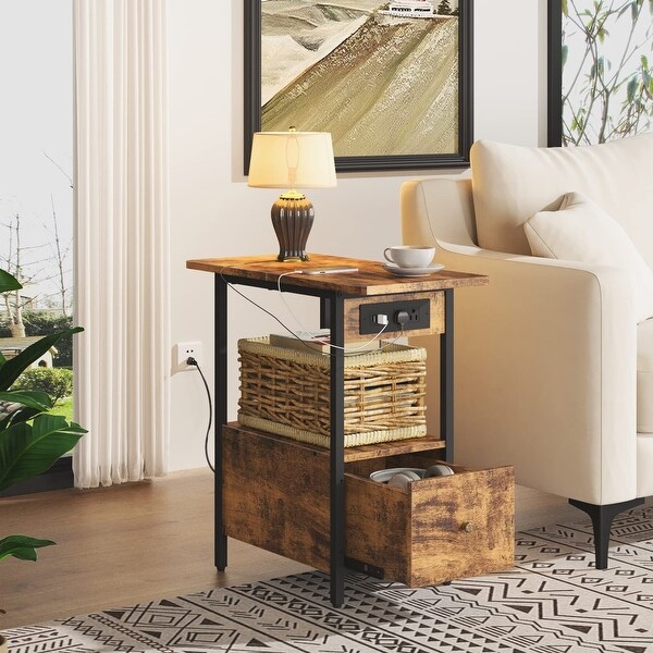 End table with lamp and charging station on sale