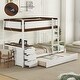 preview thumbnail 14 of 67, Bunk Bed with Twin Size Trundle, Drawers and Desk White+Walnut - Twin