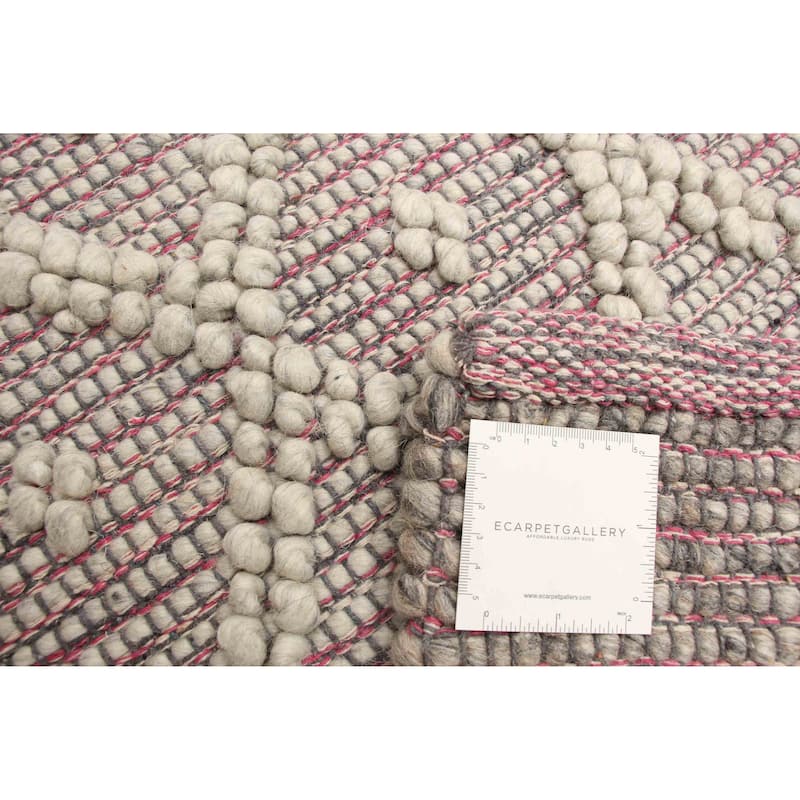 ECARPETGALLERY Braid weave Sienna Grey Wool Rug - 5'1 x 7'6