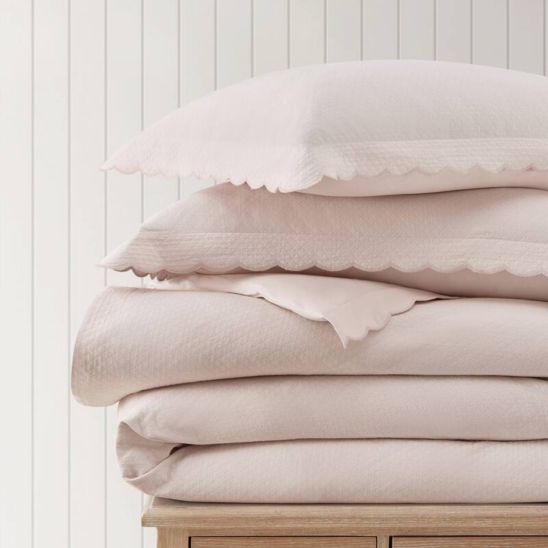 Martha Stewart Signature Scallop Solid Duvet Cover Set