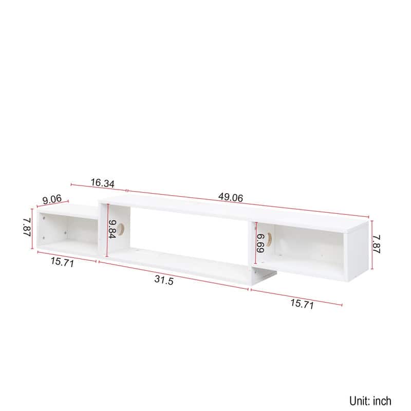 65.35-Inch Wall-Mounted Floating TV Stand – 20-Color RGB LED Backlighting & Built-in Wireless Charging Station