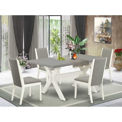 HomeStock 5-Piece Natural Oak Finish Solid Wood Top Dining Table with 4-Chairs