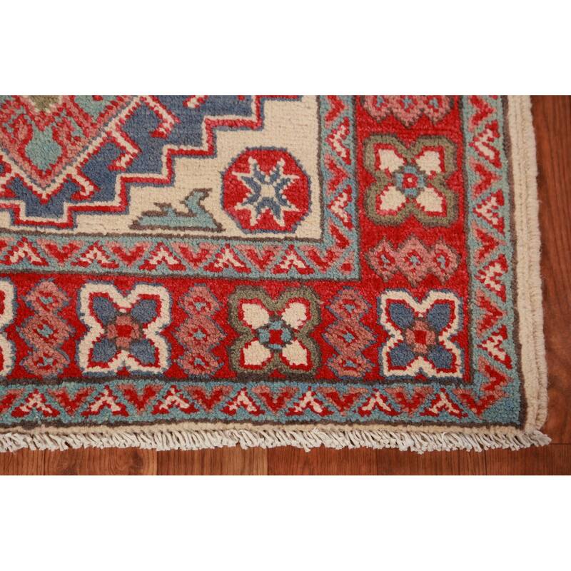 Geometric Kazak Oriental Foyer Rug Bedroom Handmade Wool Carpet - 2'8"x 4'0"