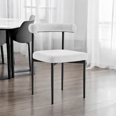 HomeRoots Set of Two Gray And Black Upholstered Polyester Open Back Dining Side Chairs