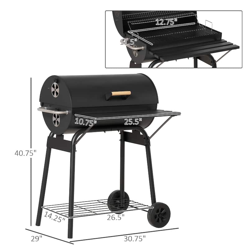 Portable Barrel Charcoal BBQ Grill