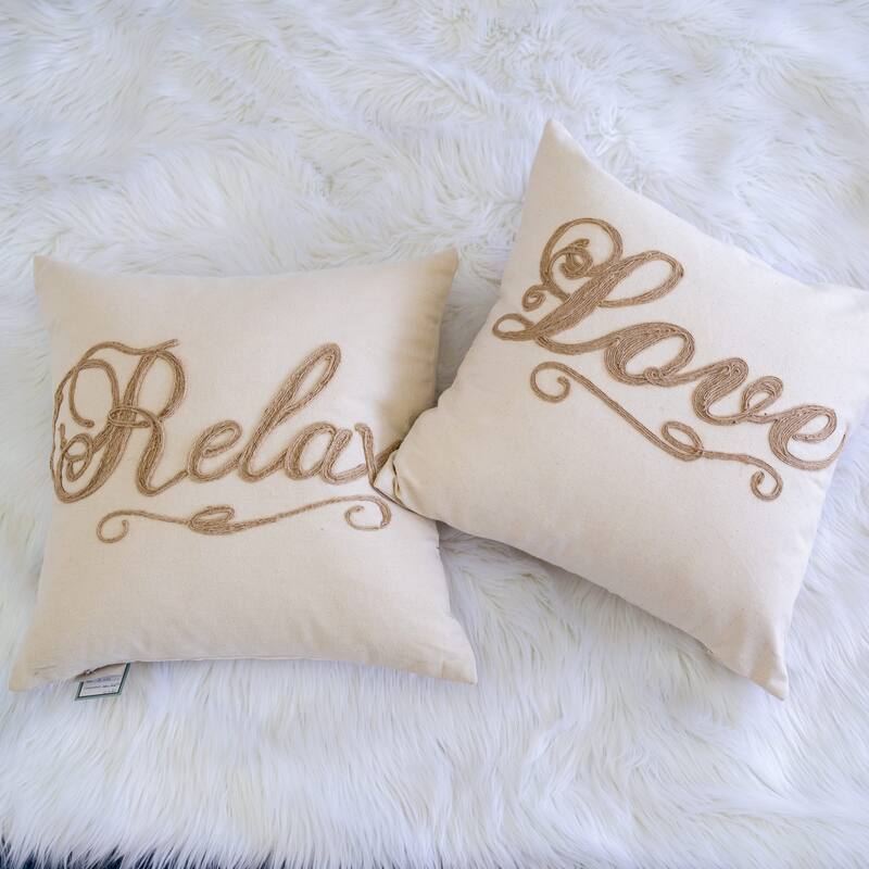 Taylor Cotton with Embroidery 20" Square Decorative Throw Pillow 2PK