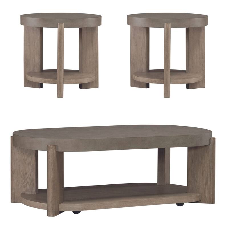 Affinity Dusty Taupe & Concrete 3 Piece Oval Cocktail Table Set